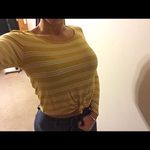 Charlotte Russe long sleeve yellow striped shirt